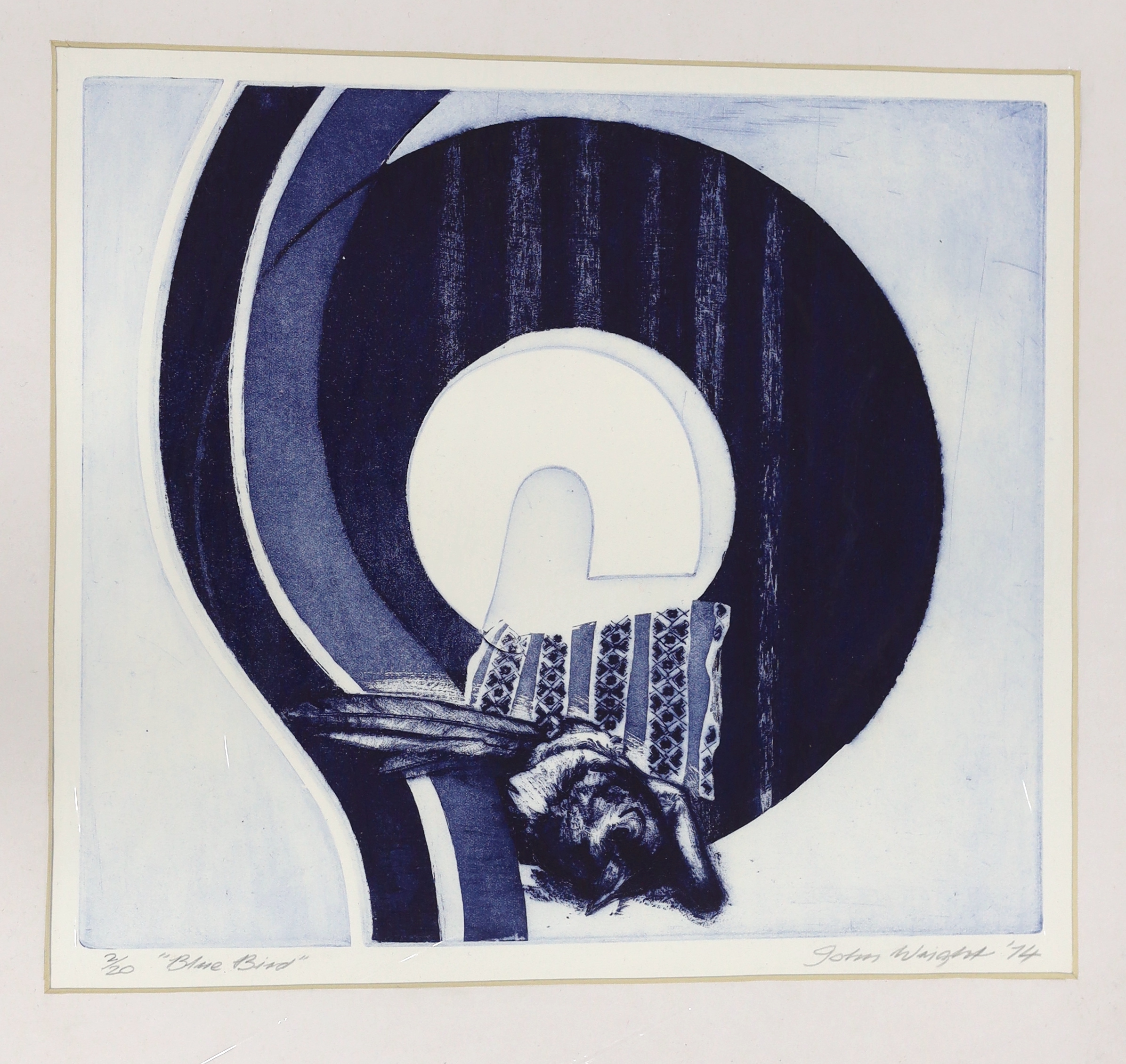 John Wright RE, ARCA (1927-2001), four colour prints, including ‘Blue Series’ and ‘Turn Left’, each limited edition, signed and dated in pencil, mounted, unframed, largest 51 x 39cm